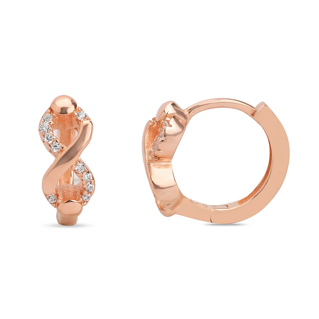 Eternal Love Rose Gold Plated 925 Sterling Silver Hoop Earrings - Image 4