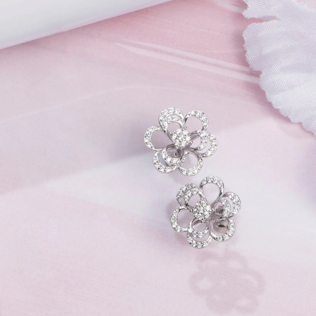 Eternal Petals Rhodium-Plated 925 Sterling Silver Earrings - Image 2