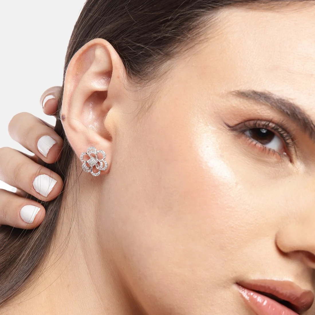 Eternal Petals Rhodium-Plated 925 Sterling Silver Earrings - Image 3
