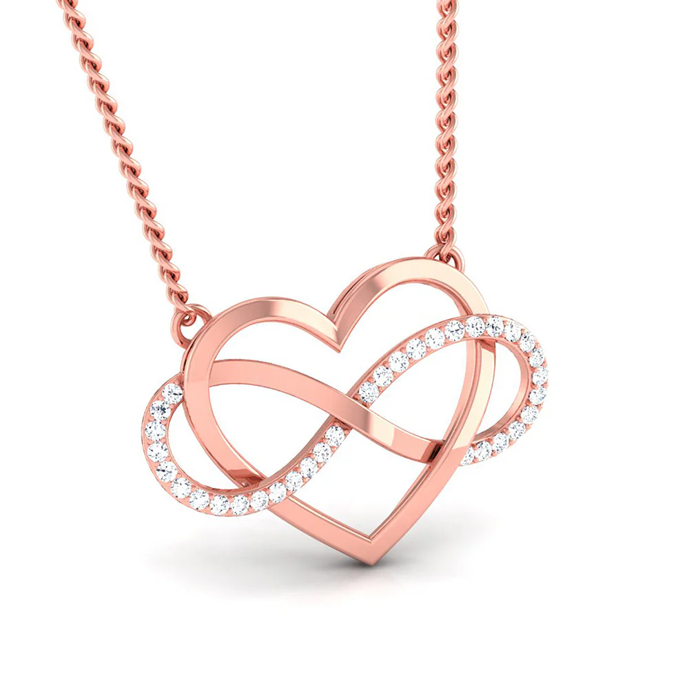 Infinity-Heart Gold Lab-Grown Diamond Pendant without Chain - Image 8