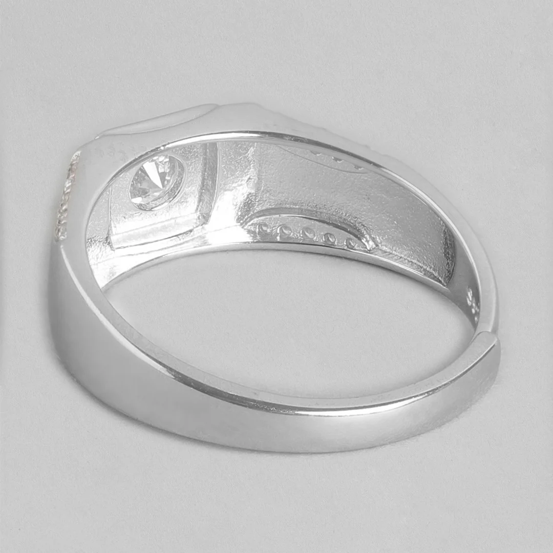 Eternal Spark Rhodium-Plated 925 Sterling Silver Cubic Zirconia Couple Ring (Adjustable) - Image 10