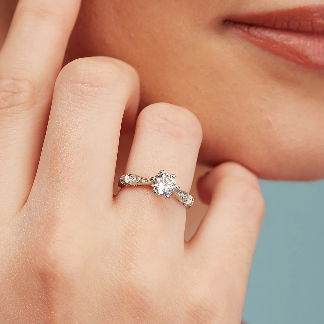 Eternal Spark Rhodium-Plated 925 Sterling Silver Cubic Zirconia Couple Ring (Adjustable) - Image 3