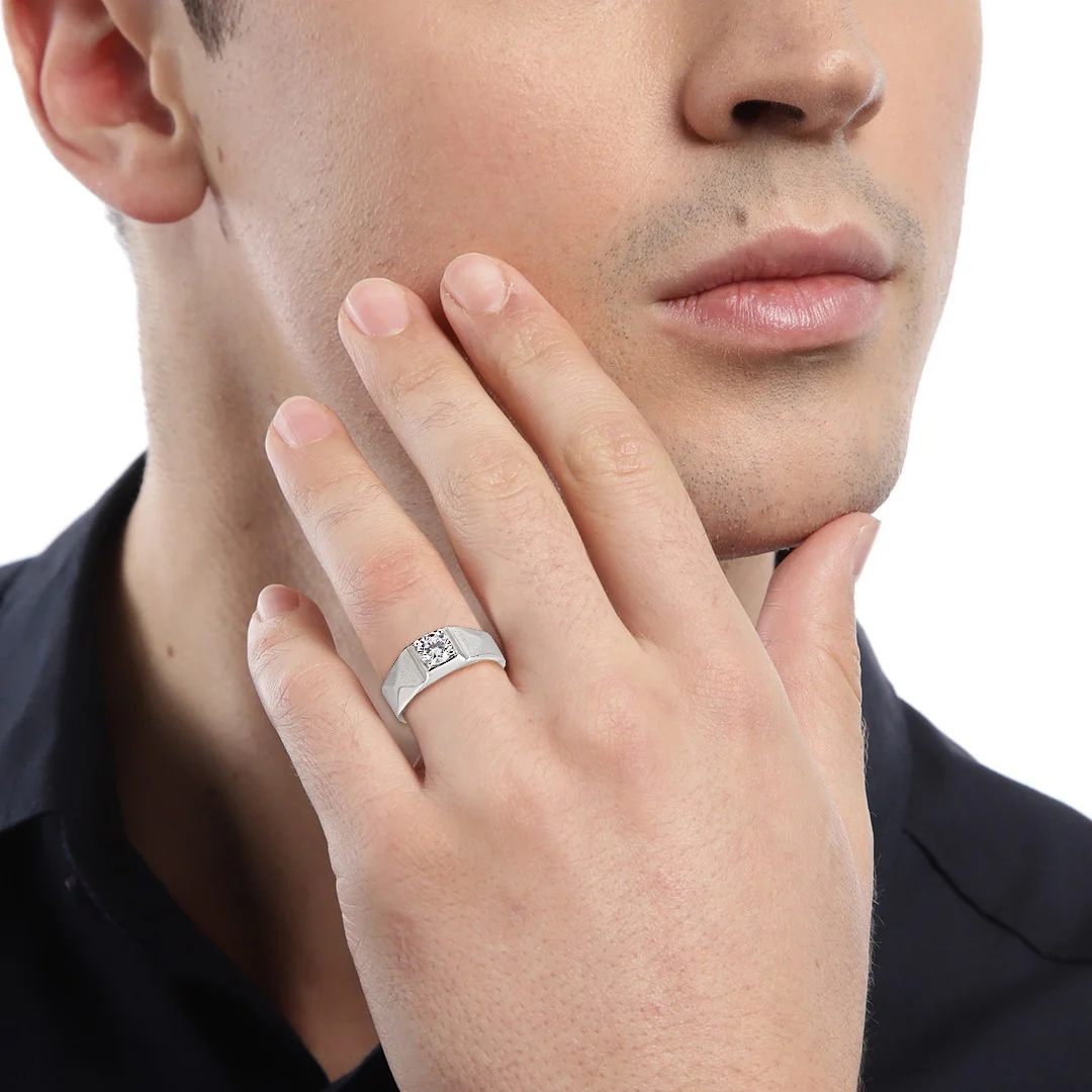 Eternal Sparkle Rhodium-Plated 925 Sterling Silver CZ Couple Ring (Adjustable) - Image 2