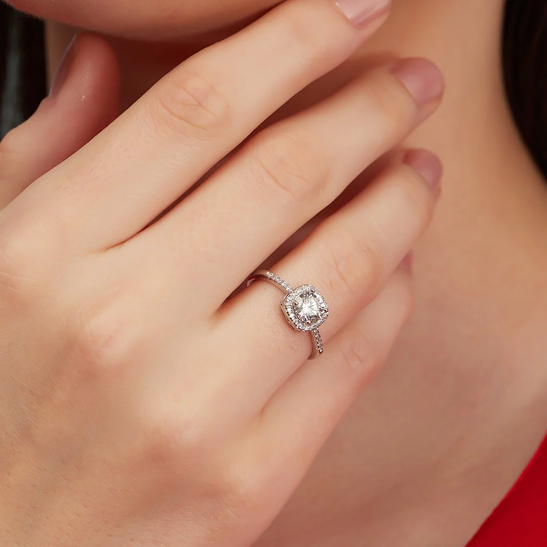 Eternal Sparkle Rhodium-Plated 925 Sterling Silver CZ Couple Ring (Adjustable) - Image 3