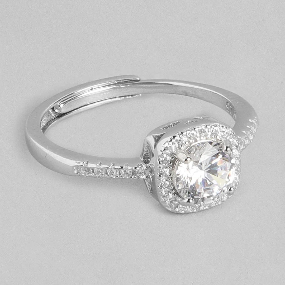 Eternal Sparkle Rhodium-Plated 925 Sterling Silver CZ Couple Ring (Adjustable) - Image 5