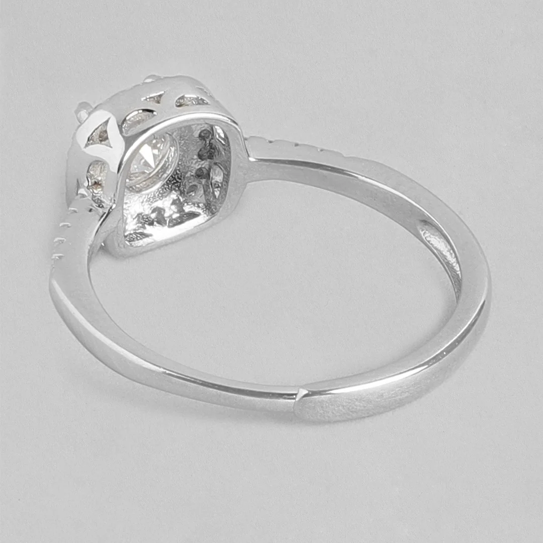 Eternal Sparkle Rhodium-Plated 925 Sterling Silver CZ Couple Ring (Adjustable) - Image 6