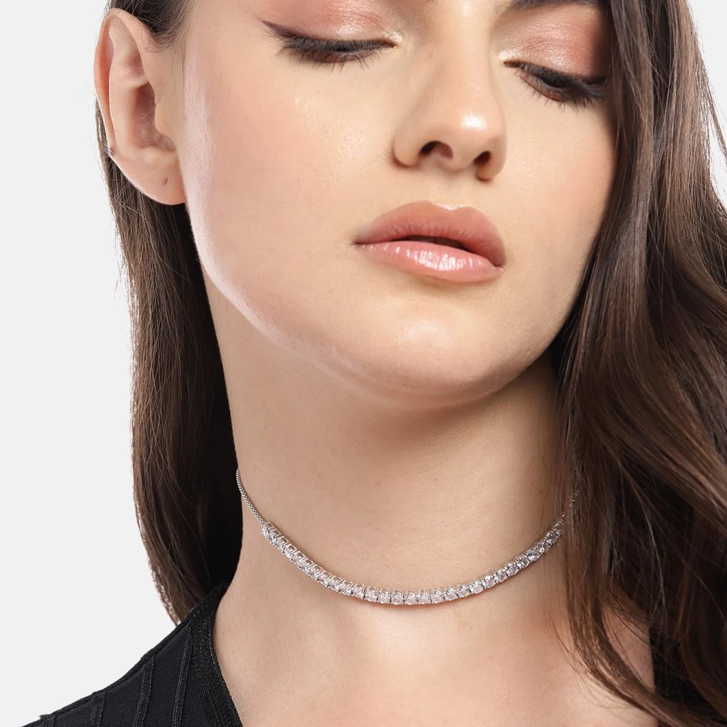 Eternal Sparkle Rhodium-Plated Cubic Zirconia 925 Sterling Silver Necklace - Image 2