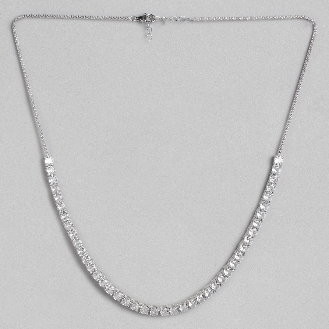 Eternal Sparkle Rhodium-Plated Cubic Zirconia 925 Sterling Silver Necklace - Image 4