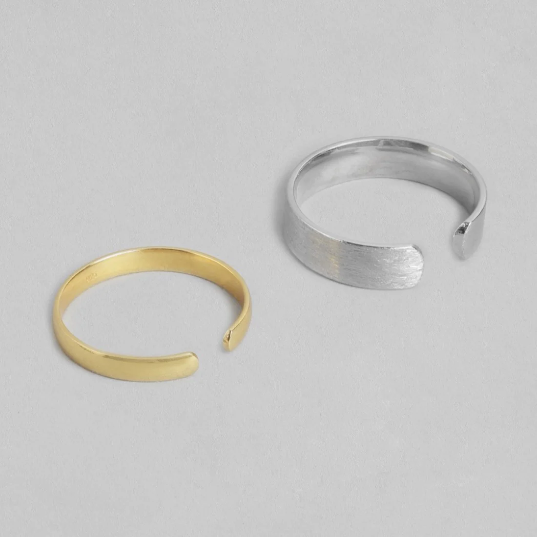 Eternal Unity Rhodium & Gold-Plated 925 Sterling Silver Couple Rings (Adjustable) - Image 7