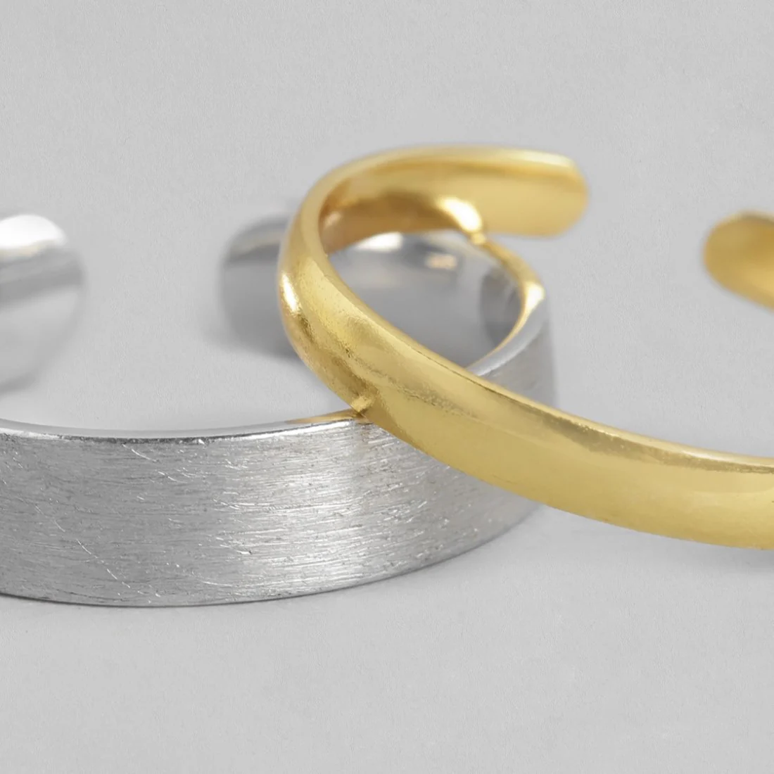 Eternal Unity Rhodium & Gold-Plated 925 Sterling Silver Couple Rings (Adjustable) - Image 8