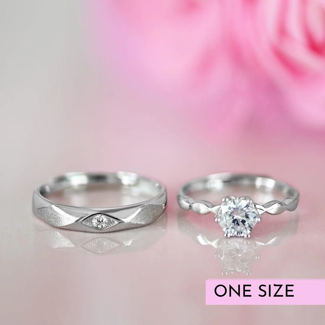 Eternally Bound Couple Rings 925 Silver Rings - Valentines Edition With Gift Box (Adjustable) - Image 4