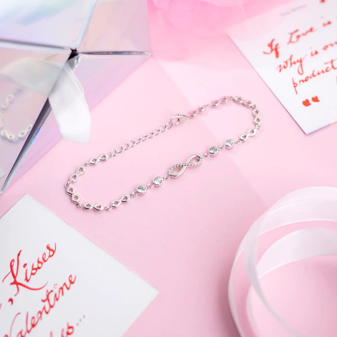 Infinity 925 Silver Bracelet - Valentines Edition With Gift Box