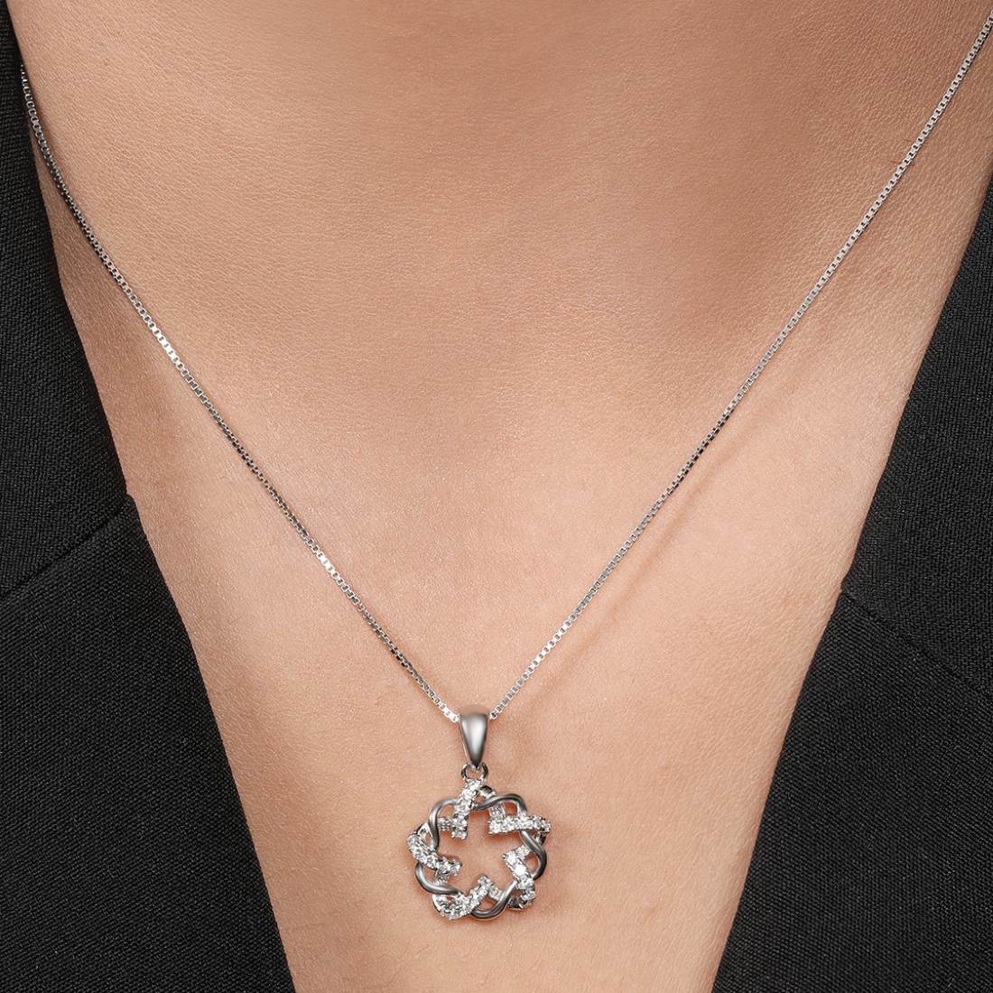 Ethereal Abstract Rhodium Plated 925 Sterling Silver Pendant - Image 3
