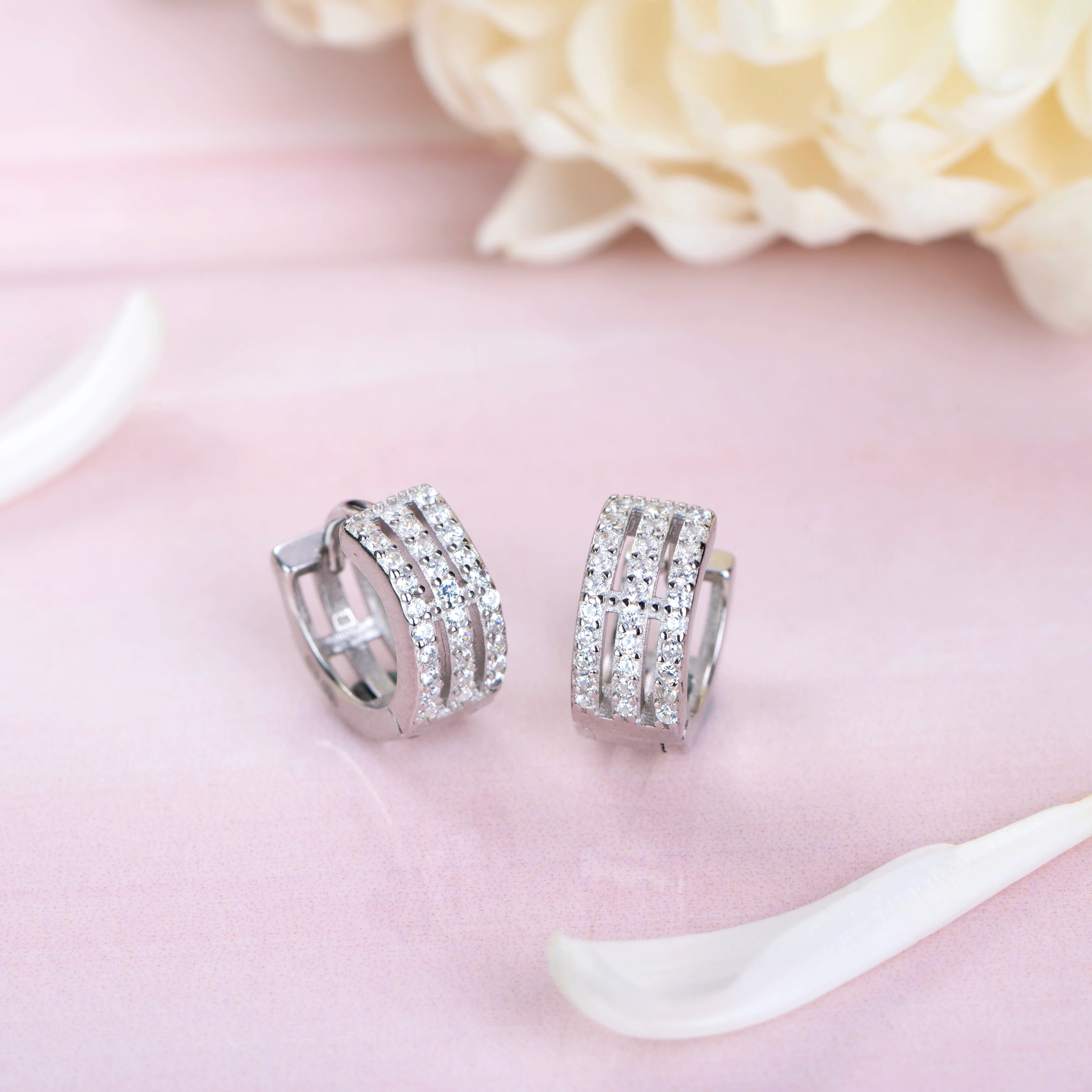 Ethereal Embrace Rhodium-Infused 925 Sterling Silver Hoops - Image 2