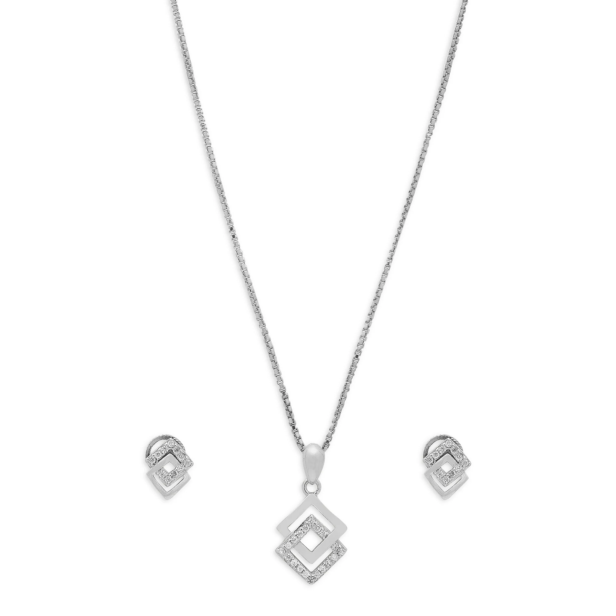 Ethereal Radiance 925 Sterling Silver Rhodium-Plated Jewelry Set - Image 3