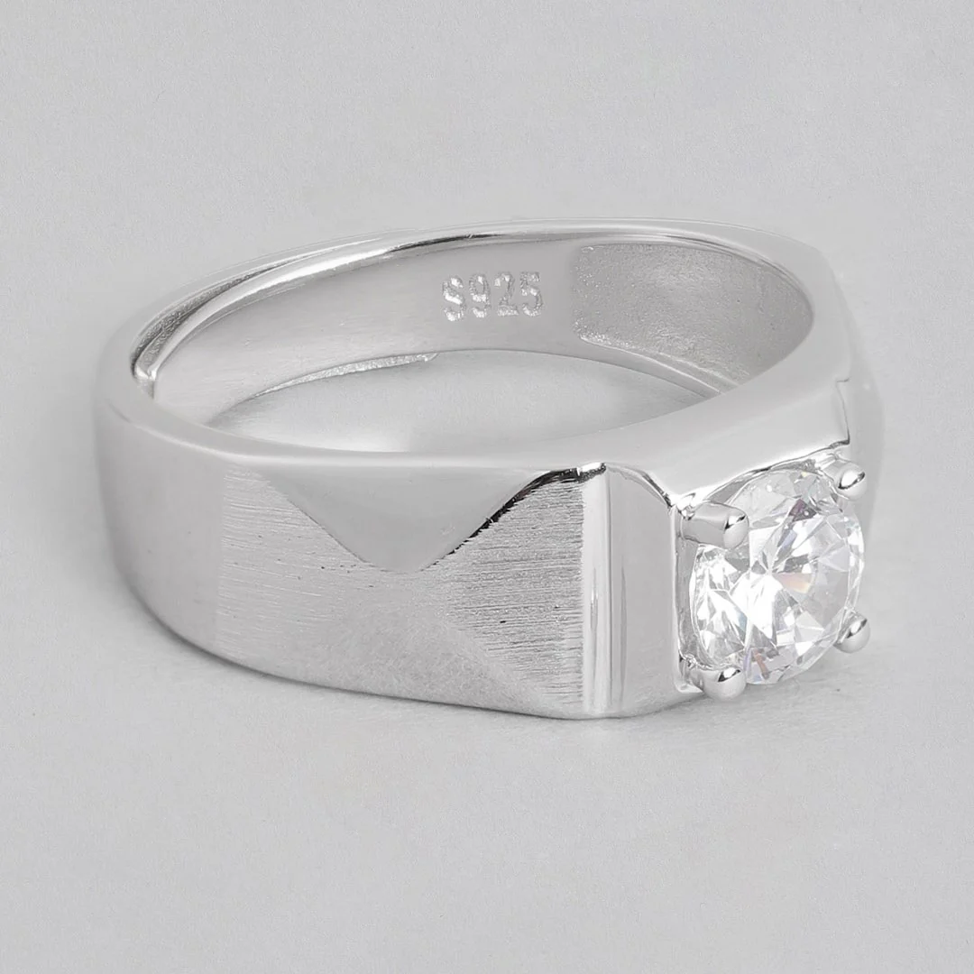 Everlasting Promise Rhodium-Plated 925 Sterling Silver Couple Ring (Adjustable) - Image 6