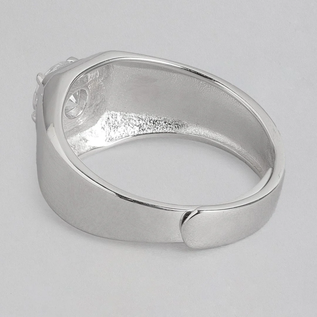 Everlasting Union Solitaire Rhodium-Plated 925 Sterling Silver Couple Ring (Adjustable) - Image 10