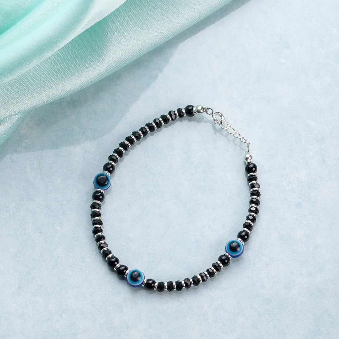 Evil Eye Beaded 925 Sterling Silver Kids Bracelet (Age : 0 - 3 Years)