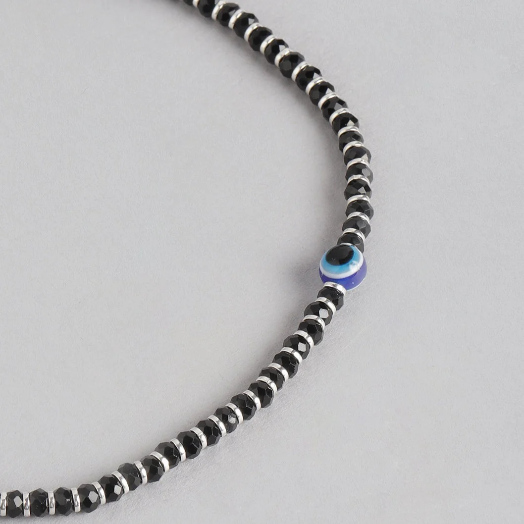 Evil Eye Black Beads 925 Sterling Silver Necklace - Image 4