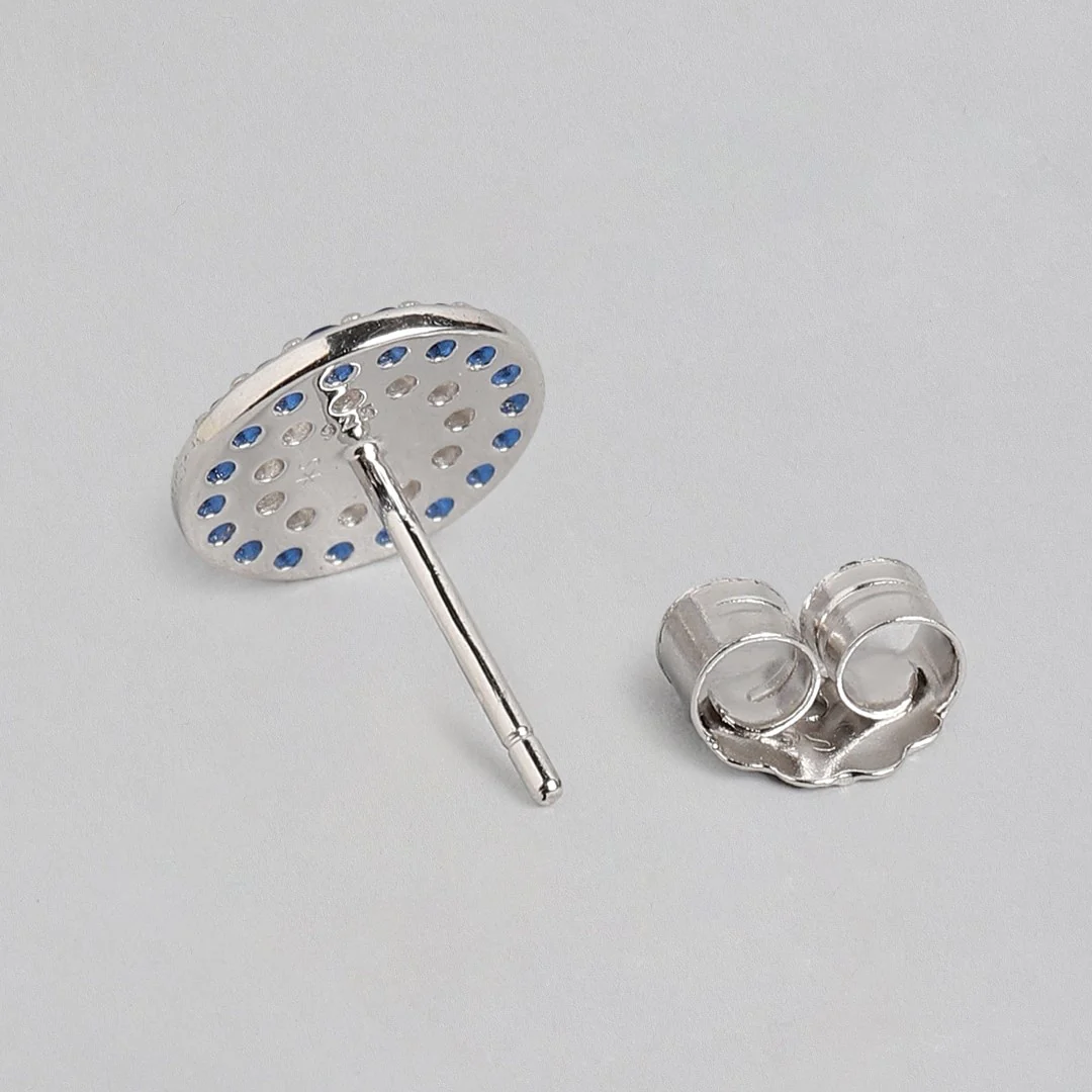 Evil Eye Cubic Zirconia Stud 925 Silver Earrings - Image 6