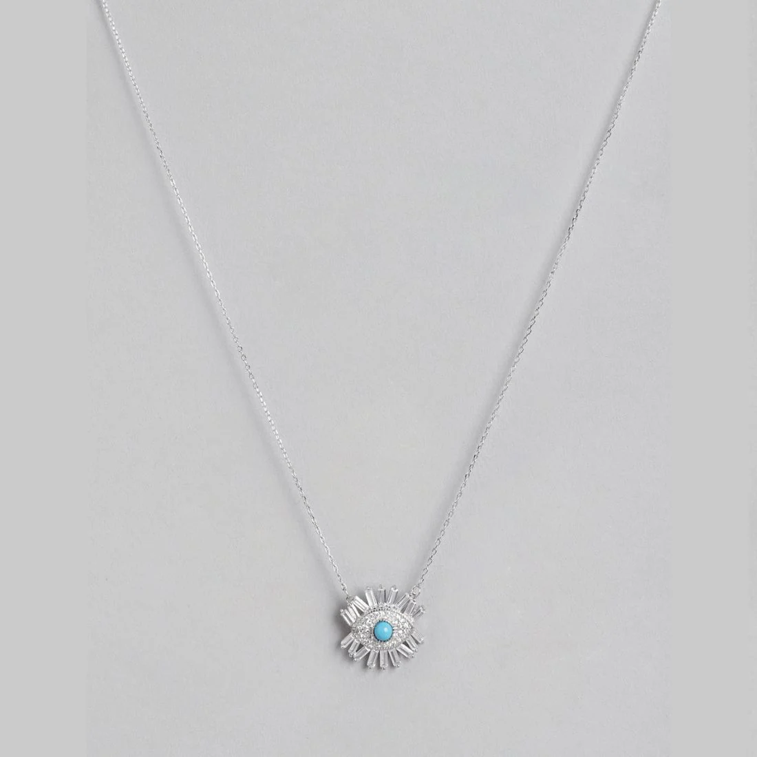 Evil Eye Guardian Rhodium-Plated Cubic Zirconia 925 Sterling Silver Necklace - Image 3