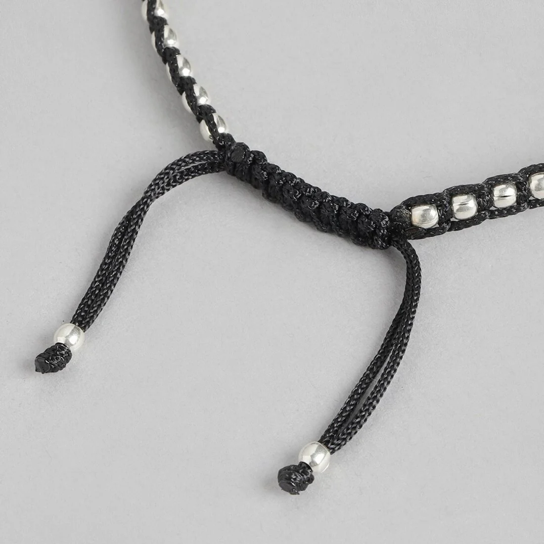 Evil Eye Single Bead Rhodium Plated 925 Sterling Silver Thread Anklet - Image 8