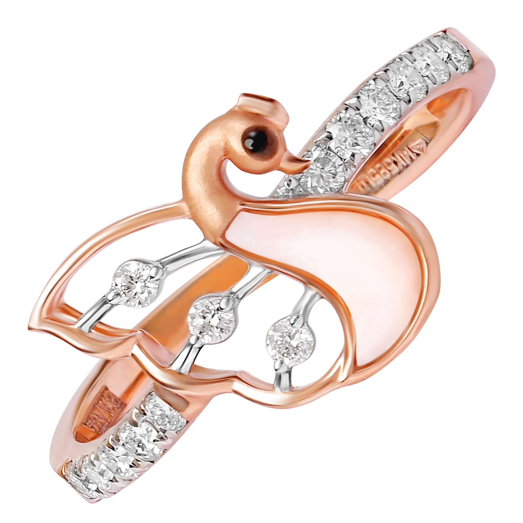 Exquisite Gold Peacock Ring with Lab-Grown Diamonds - Image 3