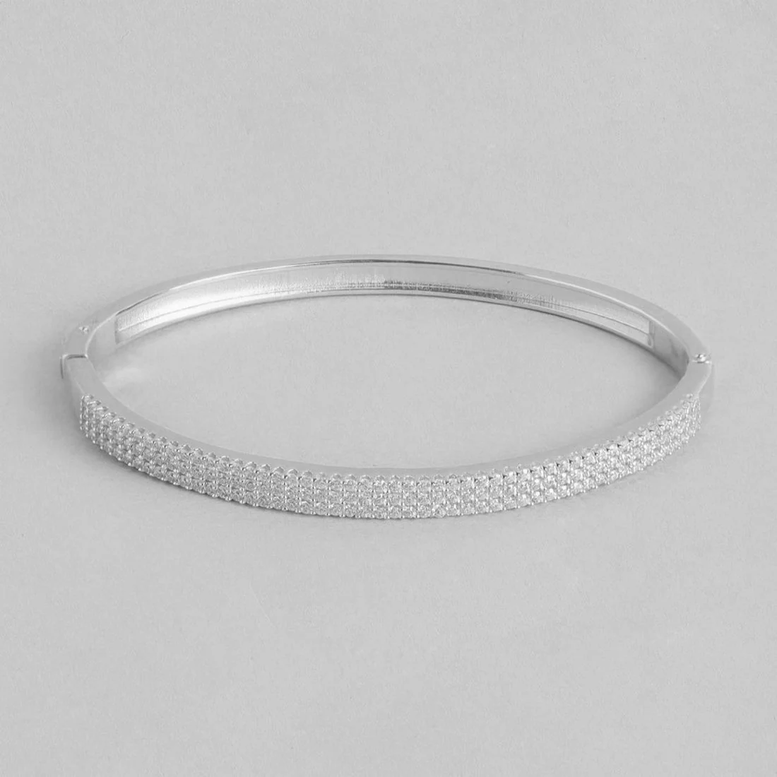 Exquisite 925 Sterling Silver Rhodium Plated Kada Bracelet - Image 3