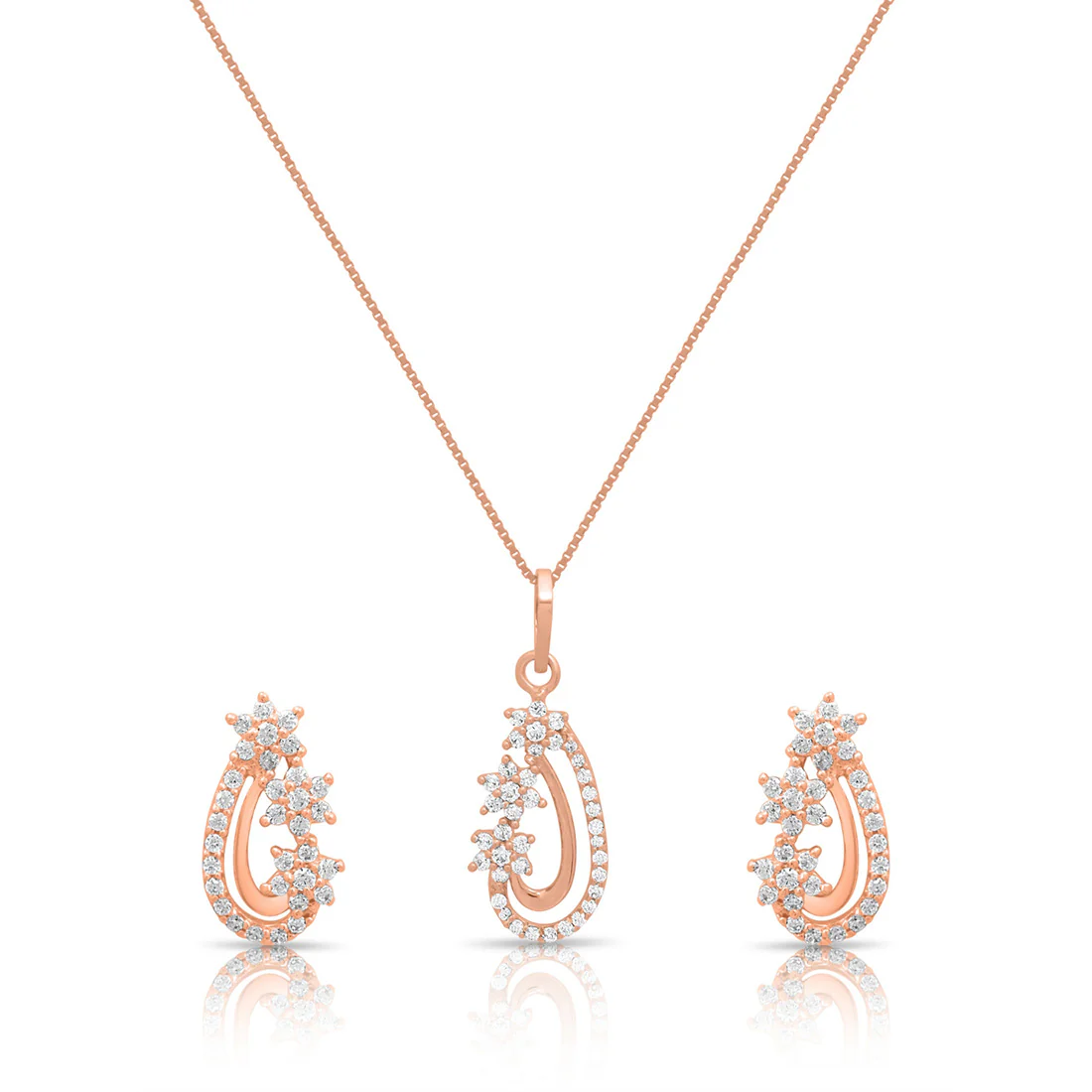 Exquisite Charm Rose Gold Plated 925 Sterling Silver Jewelry Set - Image 3