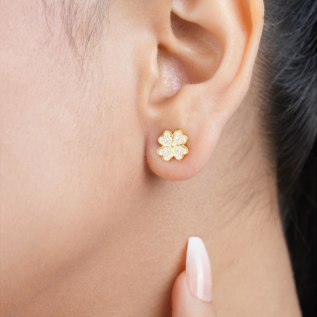 Exquisite Floral Gold Plated 925 Sterling Silver Earrings - Image 2