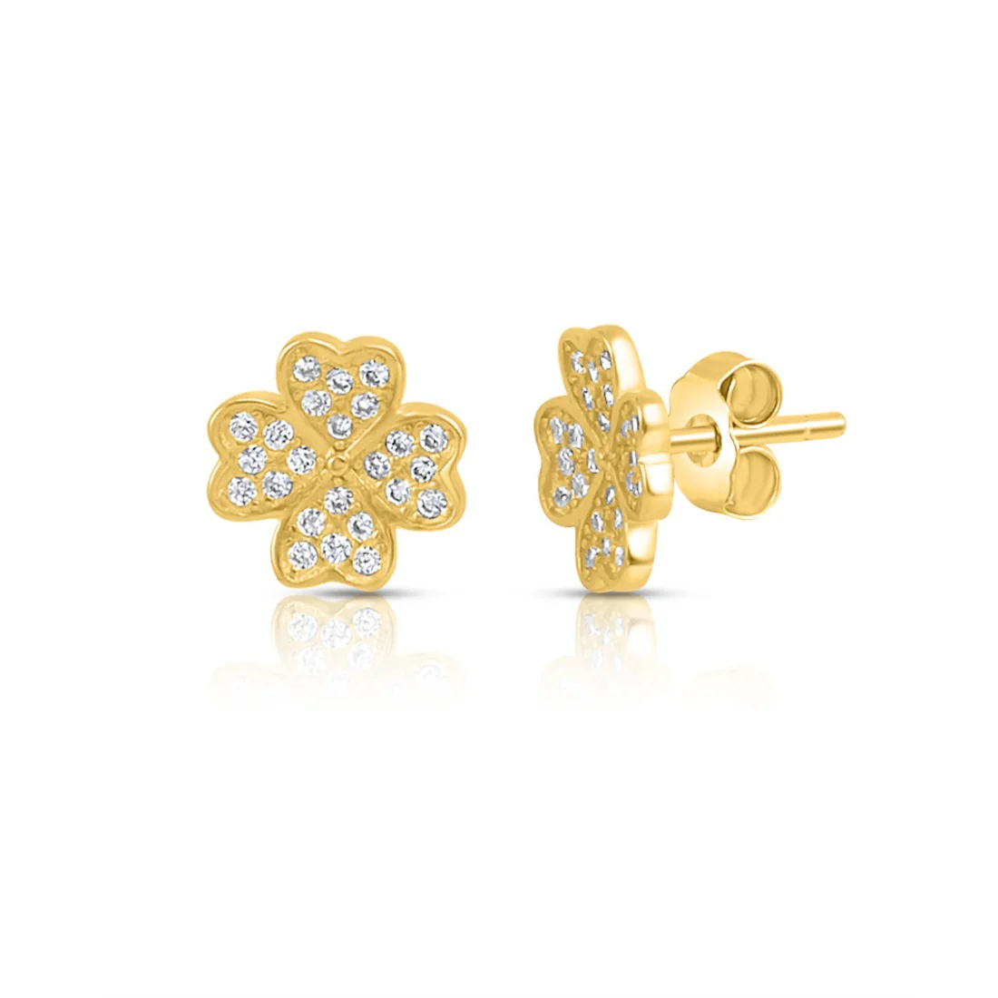 Exquisite Floral Gold Plated 925 Sterling Silver Earrings - Image 4