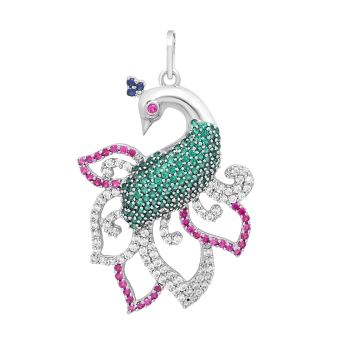 Exquisite Rhodium Plated 925 Silver Pendant with Peacock style - Image 4