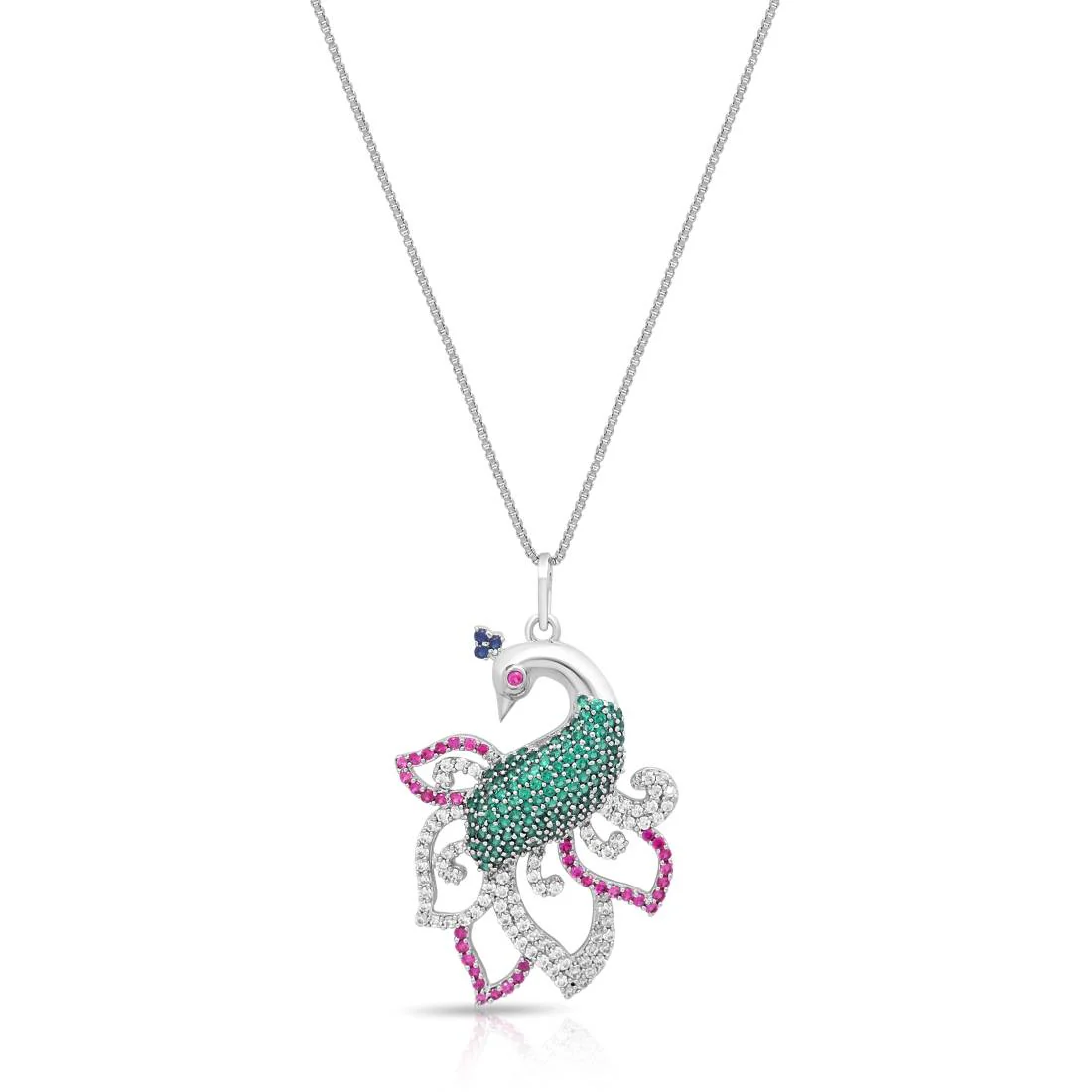 Exquisite Rhodium Plated 925 Silver Pendant with Peacock style - Image 5