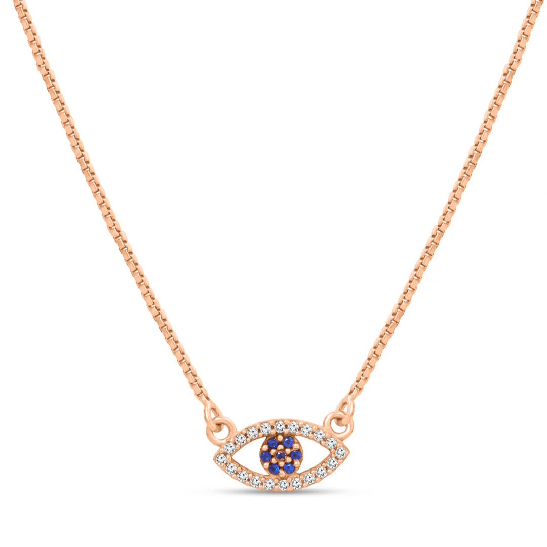 Evil Eye 925 Sterling Silver Rose Gold Plated Necklace - Image 7
