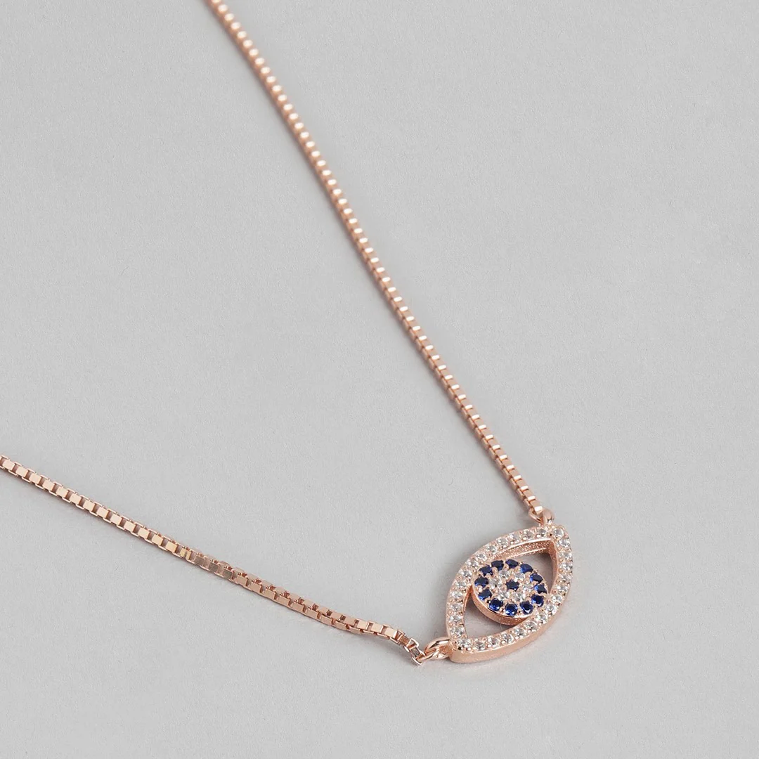 Evil Eye 925 Sterling Silver Rose Gold Plated Necklace - Image 9