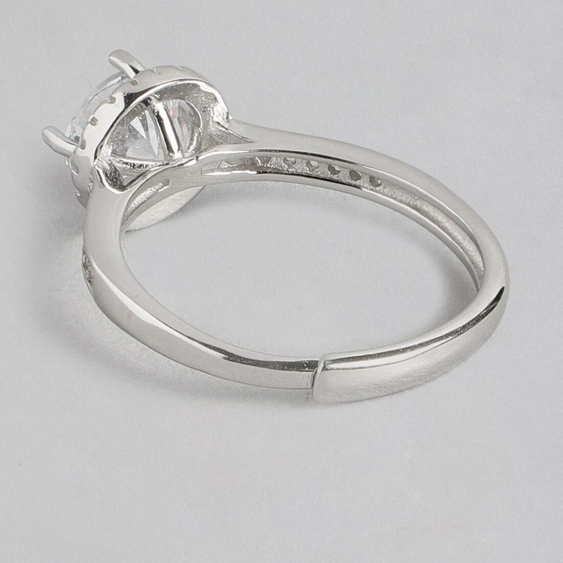 Solitaire Halo 925 Silver Ring (Adjustable) - Image 10