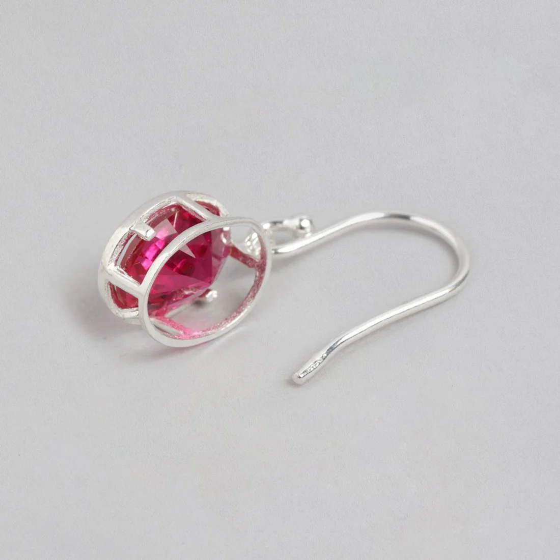 Fiery Elegance Rhodium-Plated Red CZ 925 Sterling Silver Earrings - Image 5