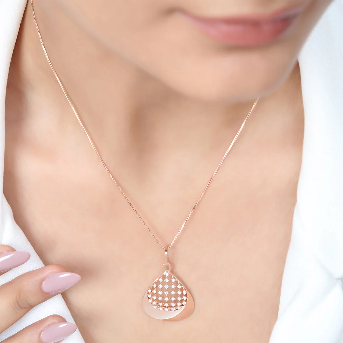 Filigree Rose Gold Plated 925 Sterling Silver Pendant