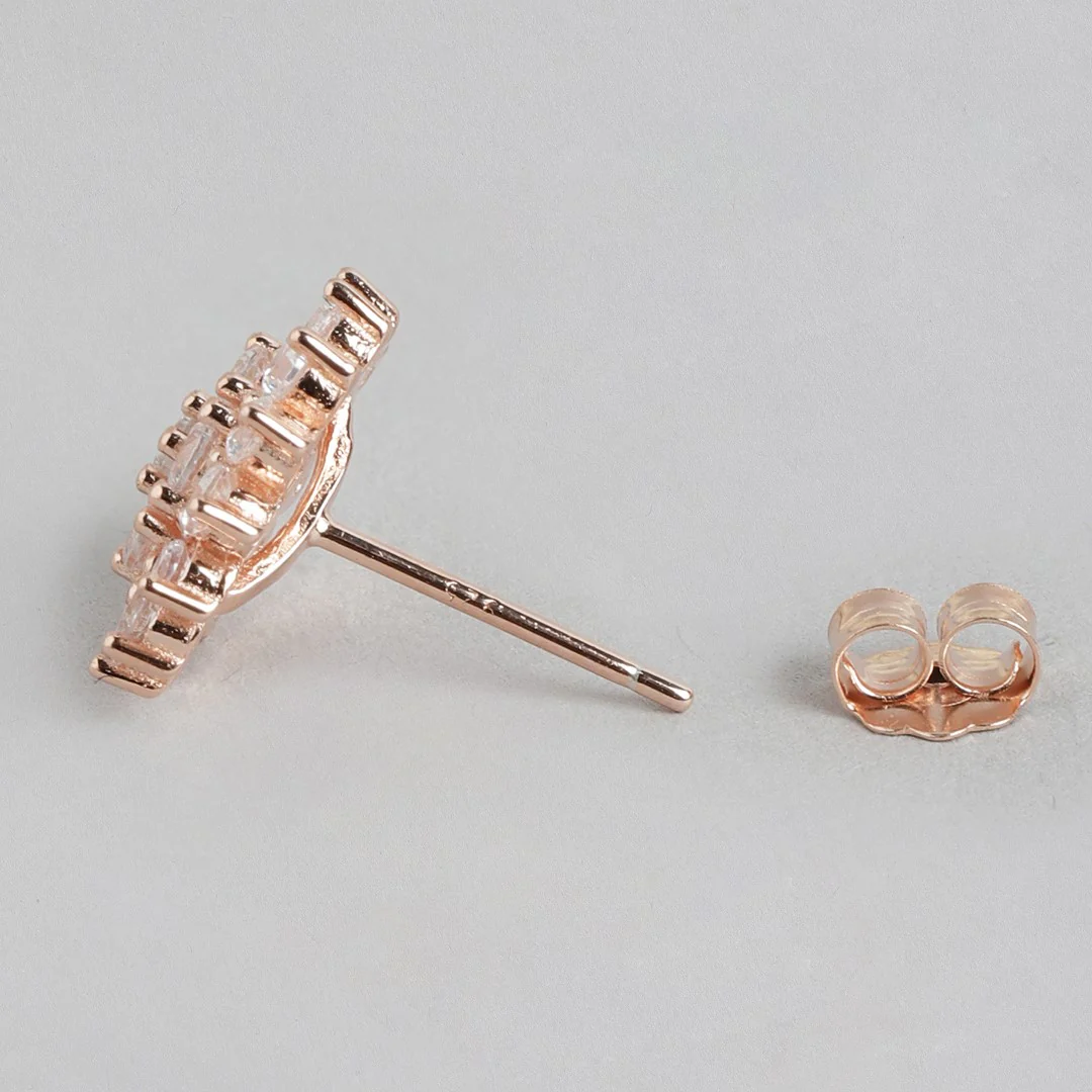 Fleur de Luxe Rose Gold-Plated Floral CZ 925 Sterling Silver Earrings - Image 5