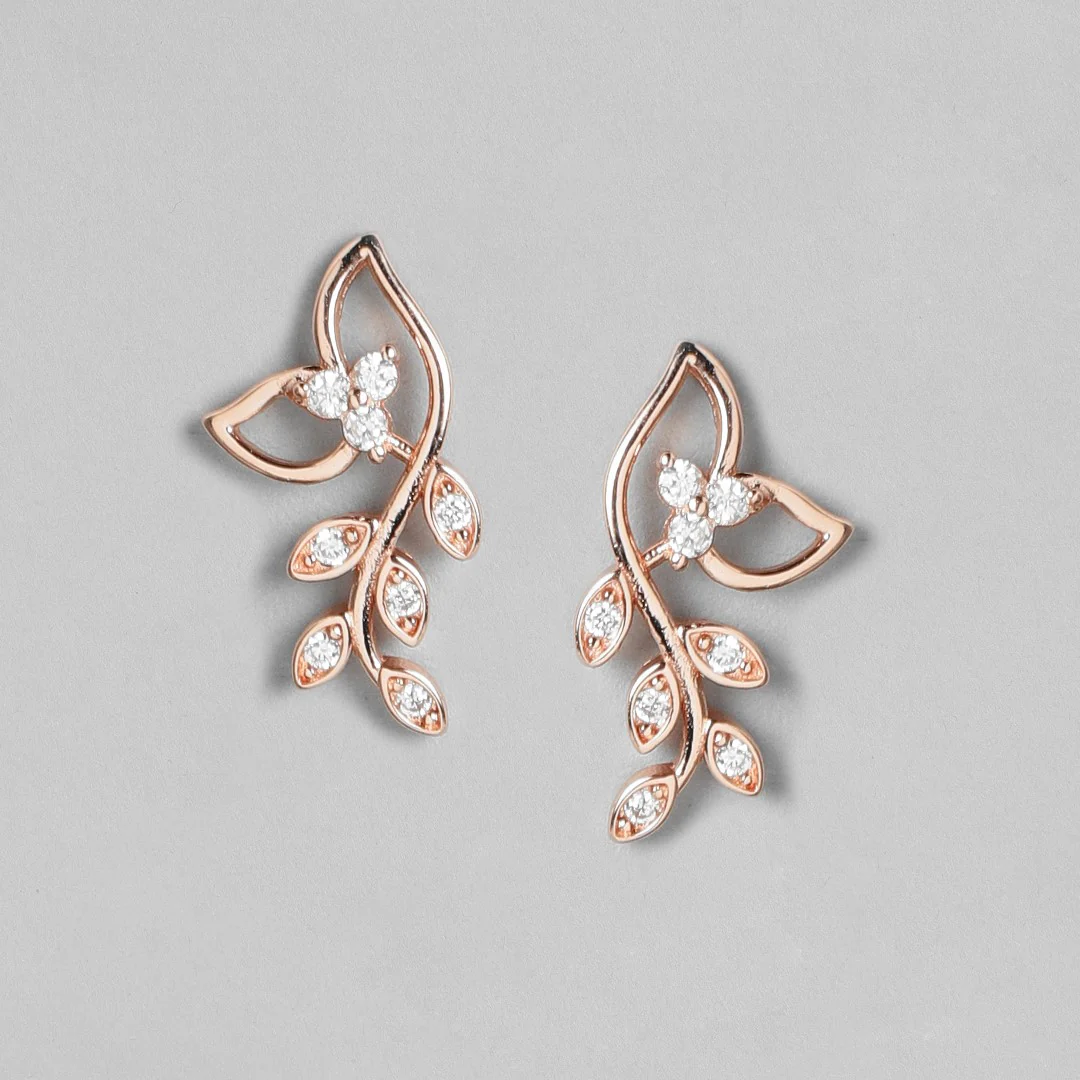 Greek Goddess Rose Gold 925 Silver Stud Earrings - Image 4