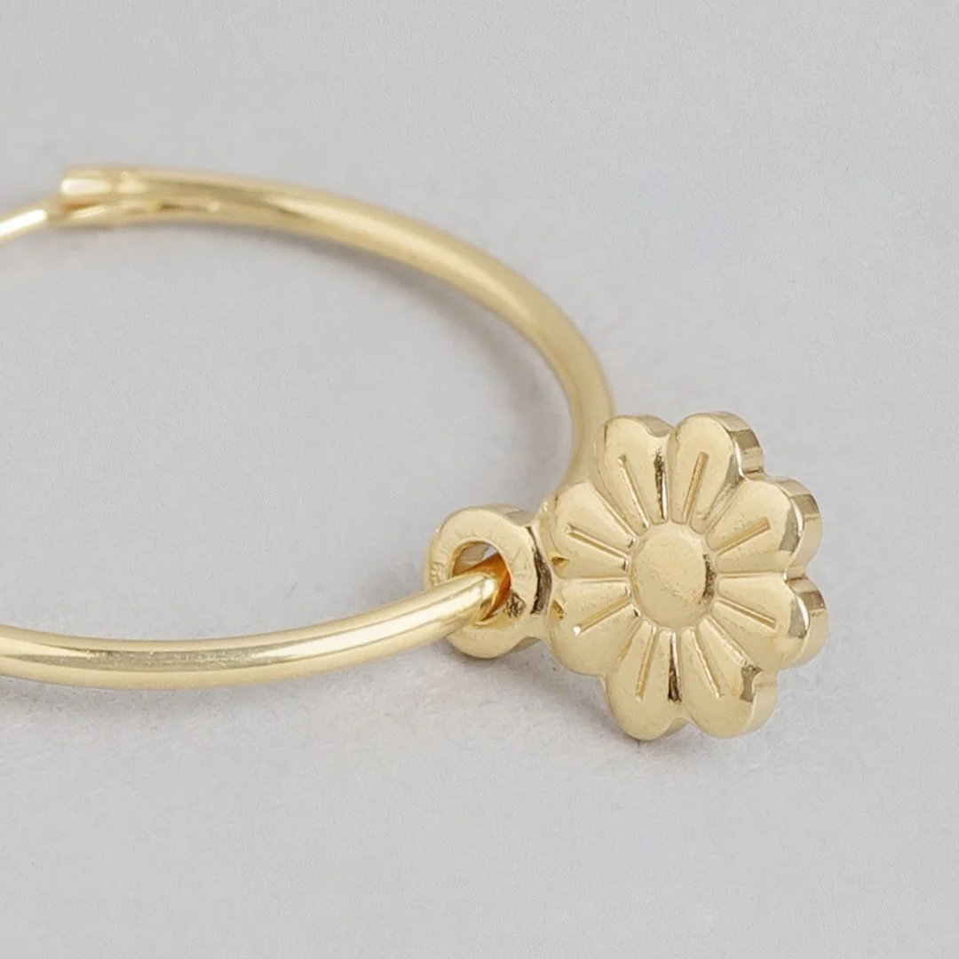 Floral Cascade Gold Plated Sterling Silver Hoop Earrings - Image 4