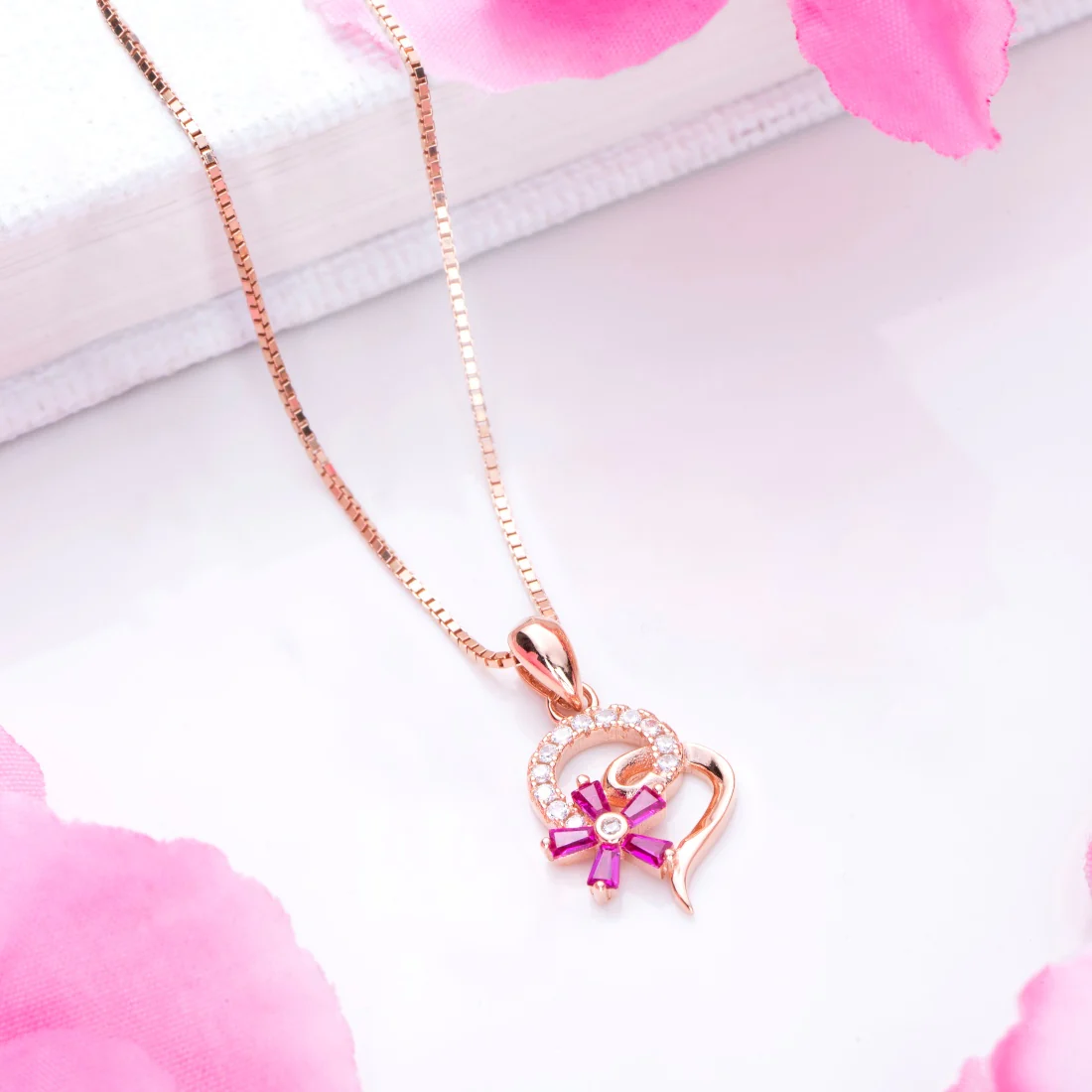 Floral Circles Rose Gold Plated 925 Sterling Silver Women's Pendant - Image 2