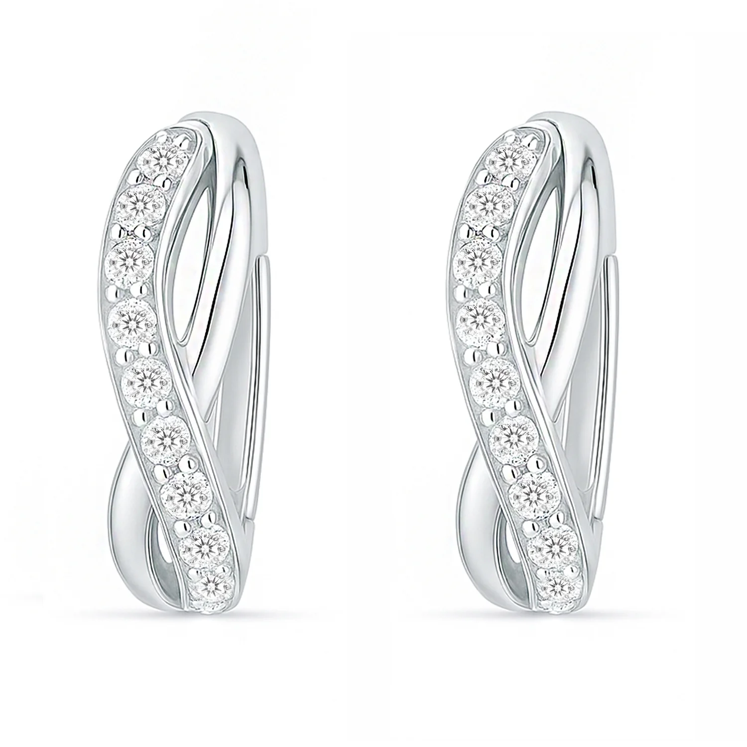 A Forever Promise Huggie Hoop
 Rhodium Plated Earrings - Image 5