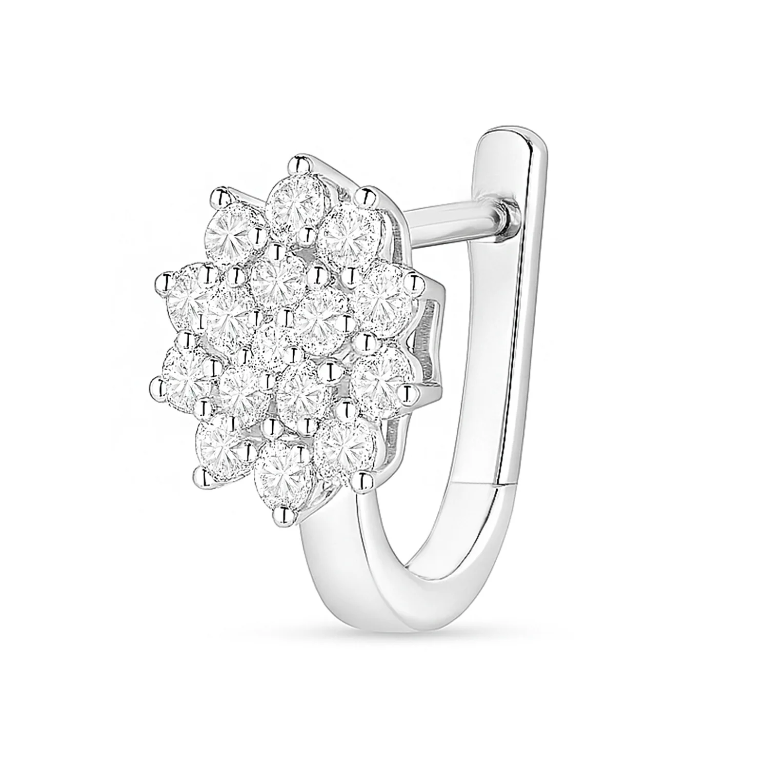 Floral Whisper Silver Hoop Rhodium Plated Earrings - Image 9