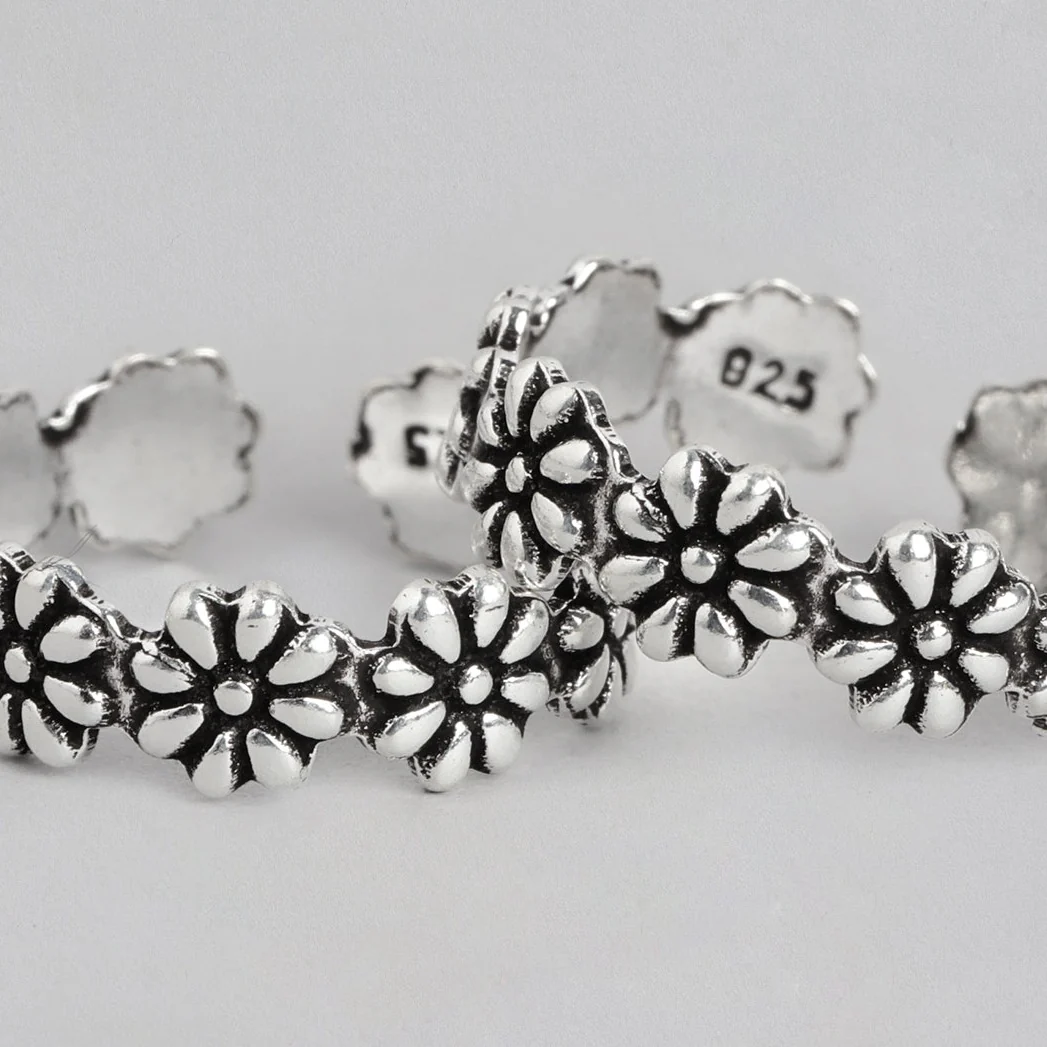 Floral Cut 925 Sterling Silver Toe Ring - Image 3