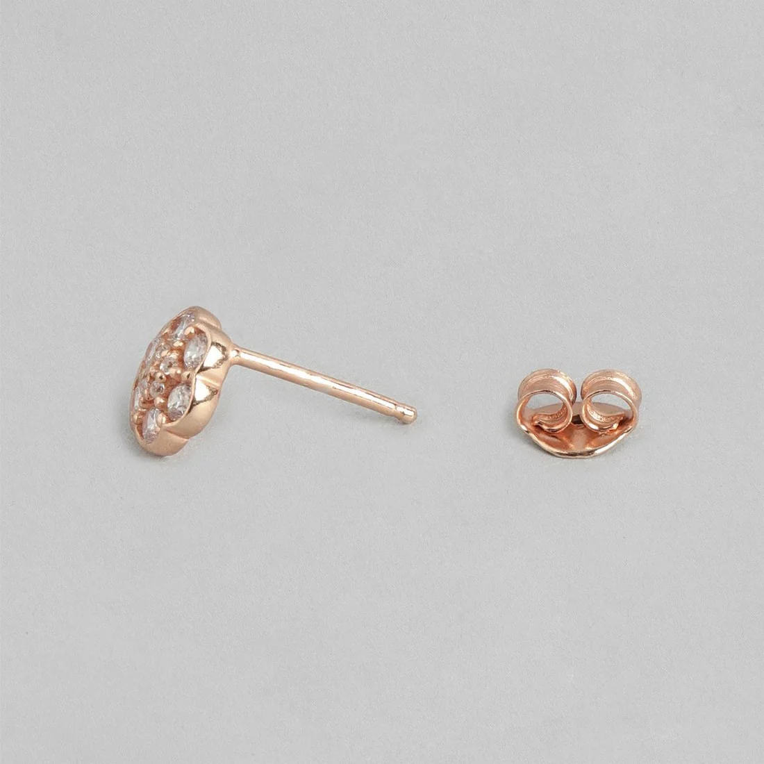 Floral CZ Rose Gold Plated 925 Sterling Silver Stud Earrings - Image 6
