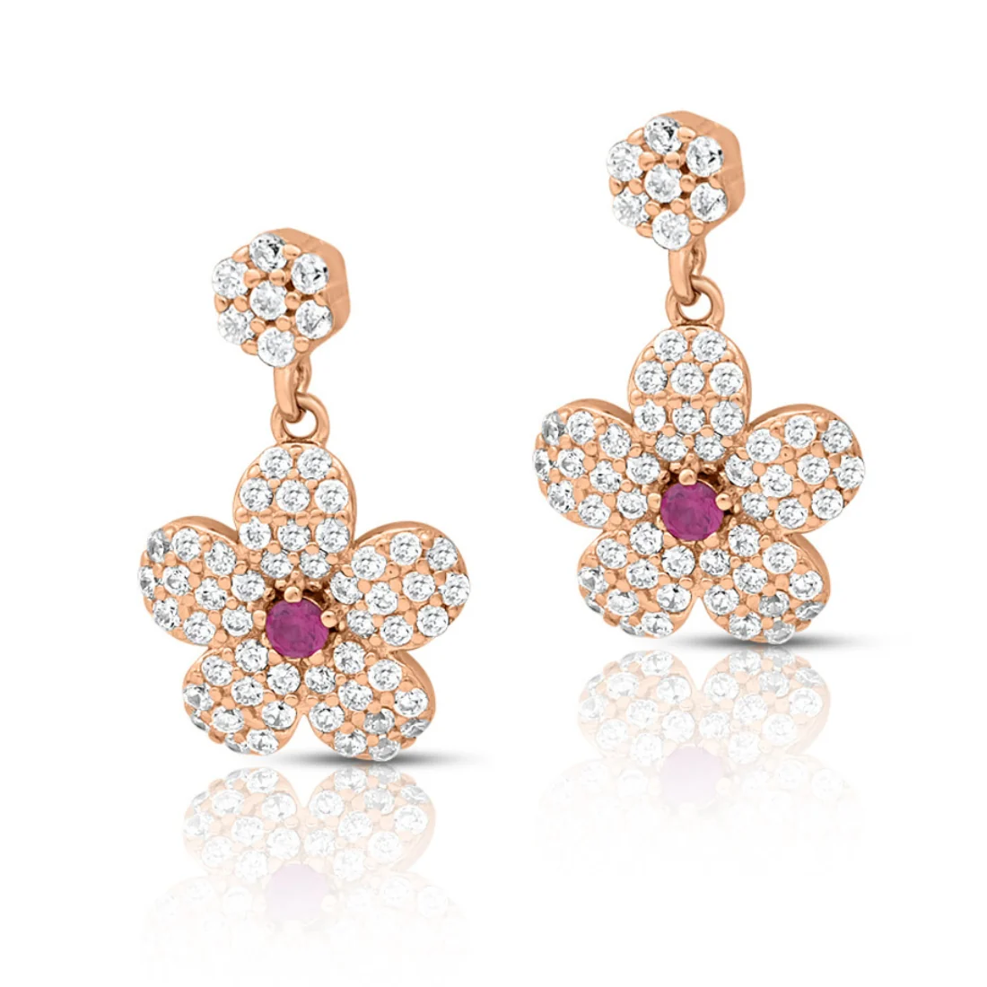Floral Delights Rose Gold Plated 925 Sterling Silver Earrings - Image 3