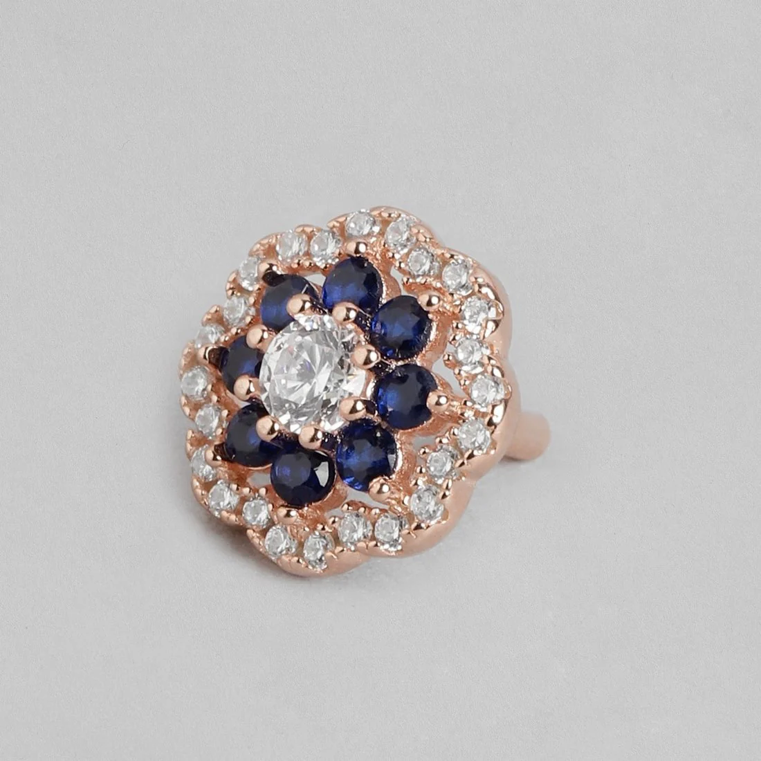 Floral Elegance Rose Gold-Plated Cubic Zirconia 925 Sterling Silver Women's Earrings - Image 4