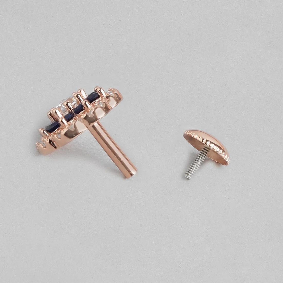 Floral Elegance Rose Gold-Plated Cubic Zirconia 925 Sterling Silver Women's Earrings - Image 5