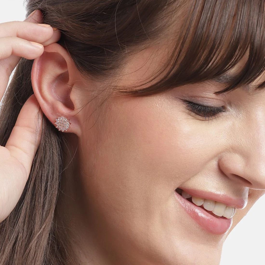 Floral Fantasy Rose Gold Plated 925 Sterling Silver Stud Earrings - Image 3